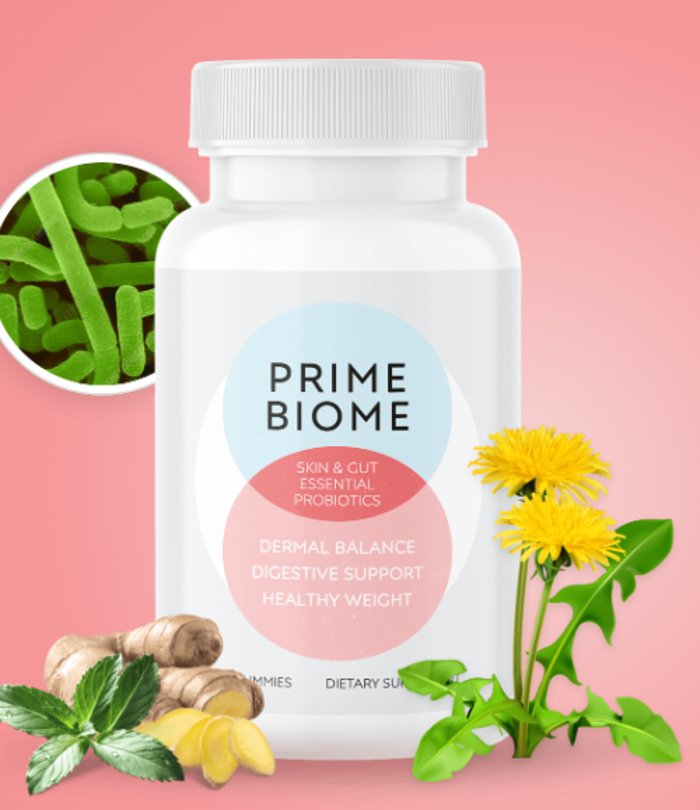PrimeBiome probiotics supplement for skin, gut, and digestive health