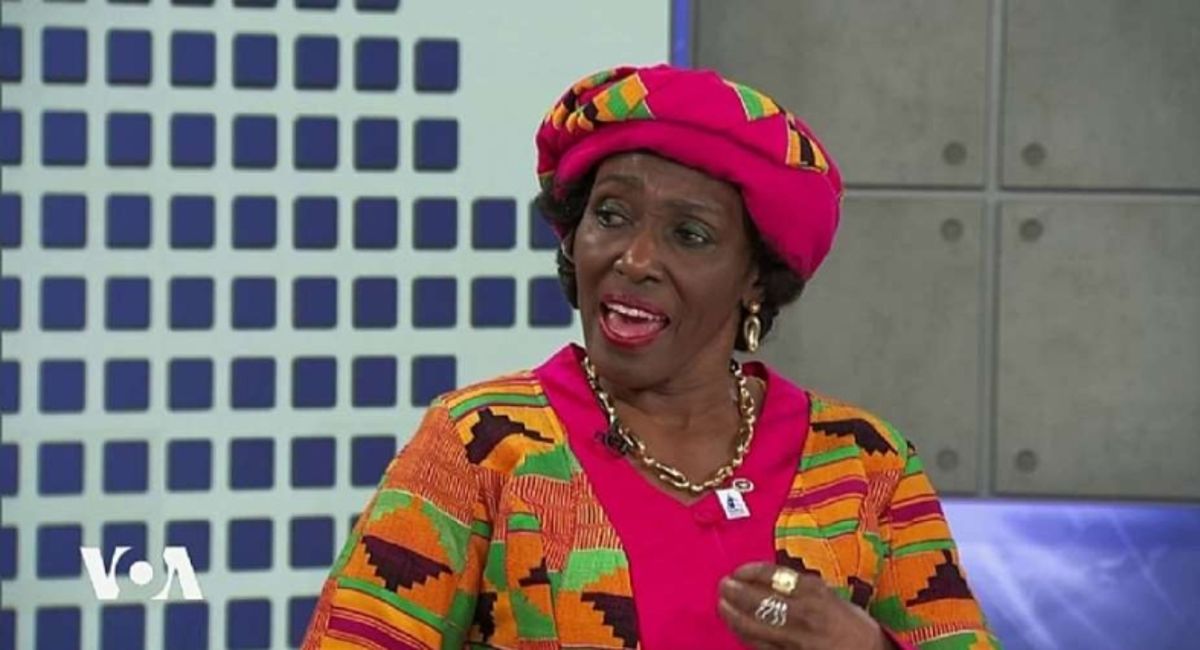 Nana Konadu Agyeman-Rawlings tribute — former First Lady of Ghana in vibrant kente and pink attire
