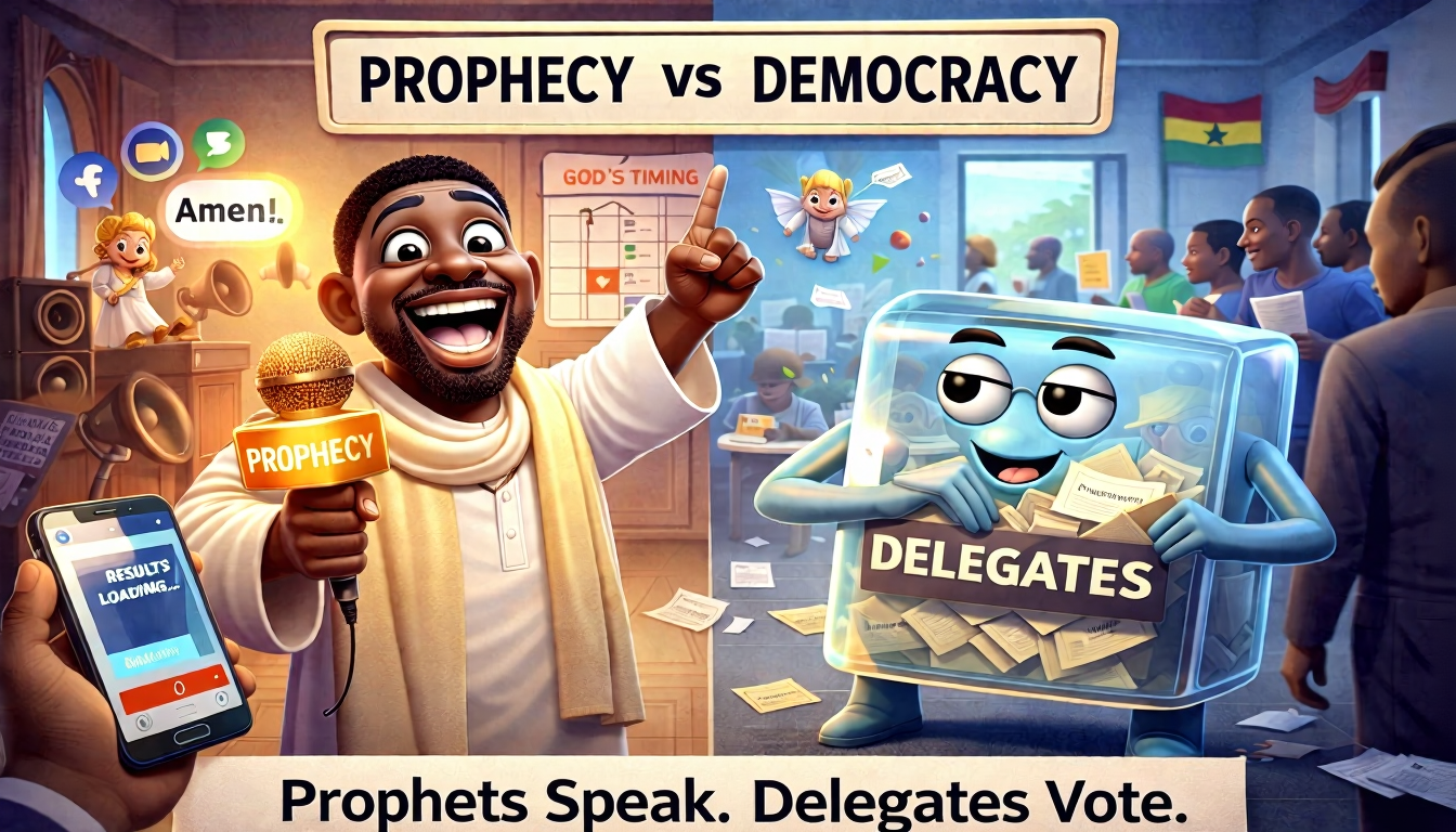 NPP primaries prophecy satire showing prophets speak and delegates vote