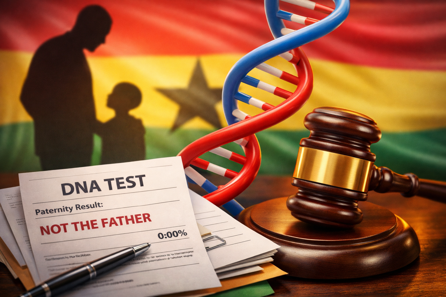 DNA testing and Ghana paternity fraud debate illustration