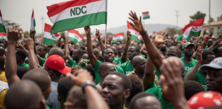 The Antelope Problem: Why NDC Foot Soldiers Are Asking Hard Questions After Victory NDC foot soldiers waving party flags during Ghana political rally