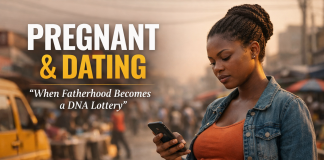 The Rise of “Pregnant and Dating”: A Social Crisis We Pretend Not to See Pregnant and Dating in Ghana showing a pregnant woman reflecting on modern relationships and fatherhood responsibility