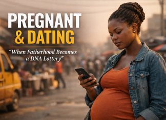 The Rise of “Pregnant and Dating”: A Social Crisis We Pretend Not to See Pregnant and Dating in Ghana showing a pregnant woman reflecting on modern relationships and fatherhood responsibility